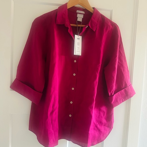 Chico’s Button Down Linen Shirt Size US 10/M 1.5 - Picture 6 of 11